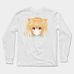 Pouting Anime Cat Girl Long Sleeve T-Shirt